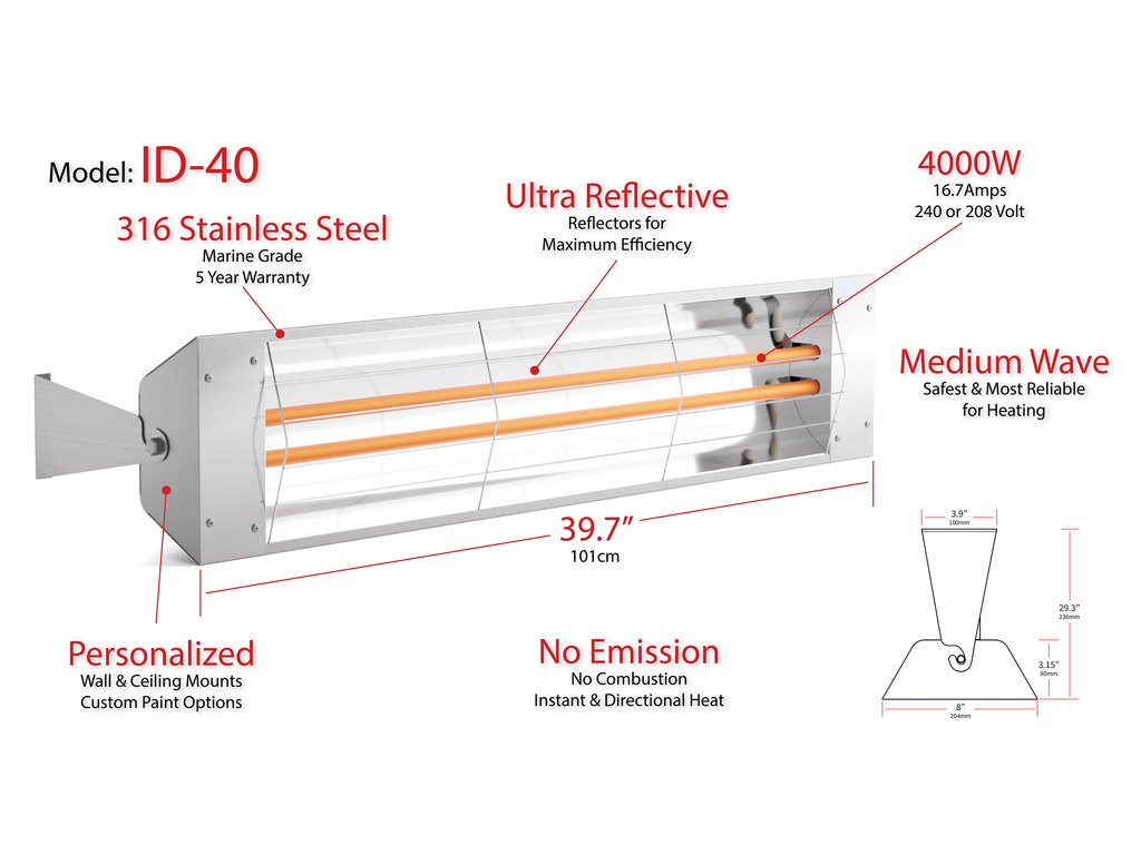 Kelray Outdoor Infrared Heater -  ID-40 (4000W)